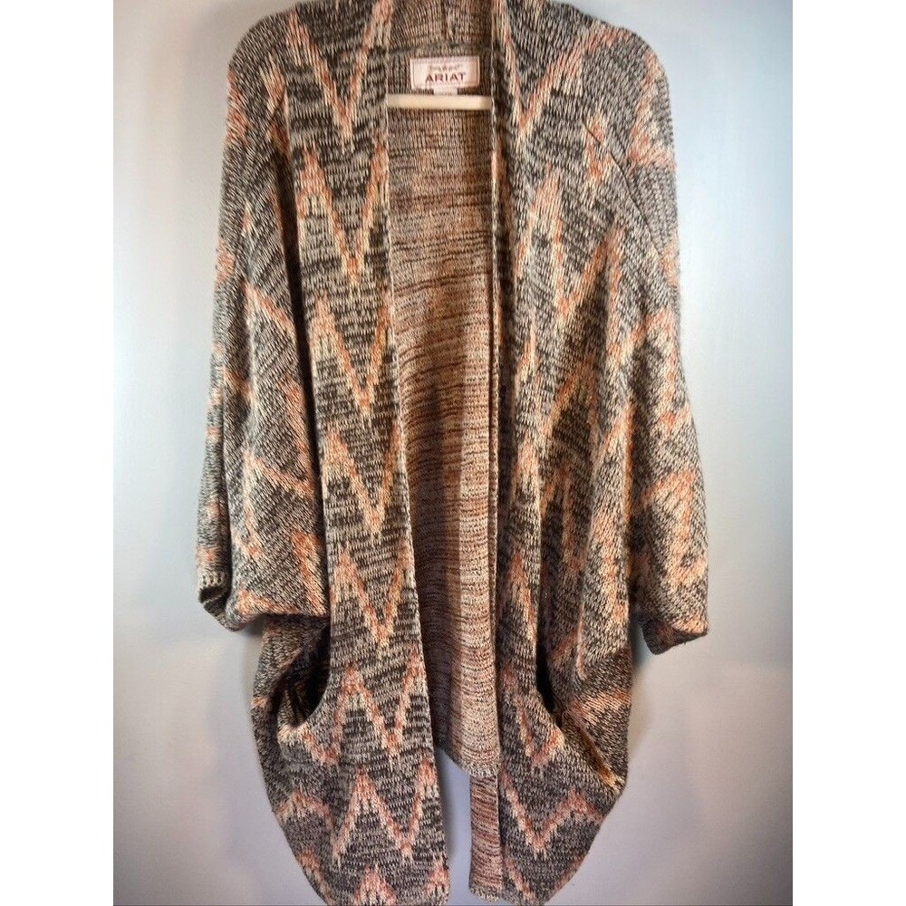 ARIAT WOMENS XLARGE OPEN FRONT MULTI COLOR W/ GOLD KNEE LENGTH POCKETS